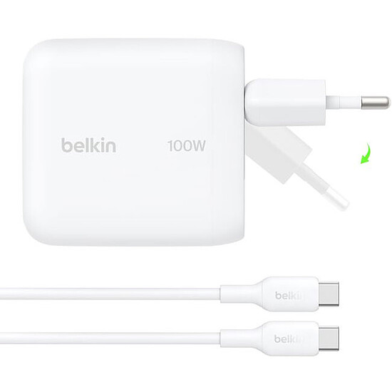 Chargeur Belkin Chargeur USB-C 100 W avec câble 1,5 m - Blanc - Autre vue