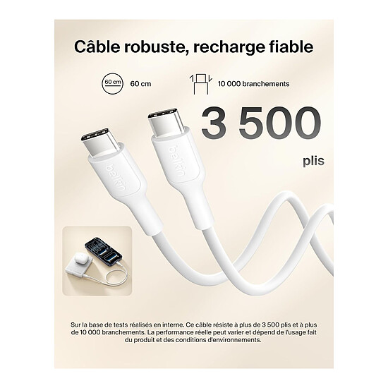 Batterie et powerbank Belkin BoostCharge Batterie Externe Magnétique 10K Qi2 - Blanc - Autre vue