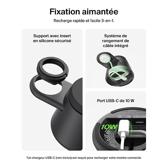 Chargeur Belkin UltraCharge Station Recharge Modulaire 25W Qi2 - Noir - Autre vue