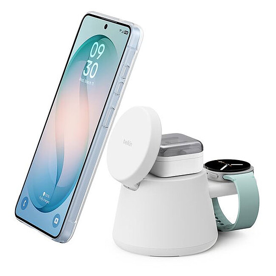 Chargeur Belkin UltraCharge Station Recharge Modulaire 25W Qi2 - Blanc - Autre vue