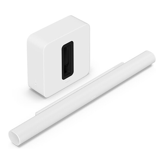 Barre de son Sonos Arc Ultra Noir + Sub 4 Blanc - Autre vue