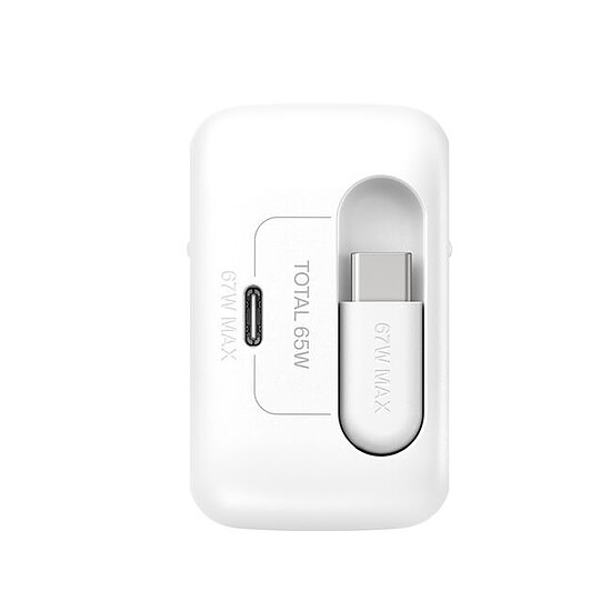 Chargeur Belkin Chargeur USB-C 67W avec cable retracTable d'1m et port USB-C - Blanc - Autre vue