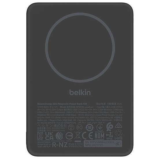 Batterie et powerbank Belkin BoostCharge Batterie Externe Magnétique 10K - Noir - Autre vue