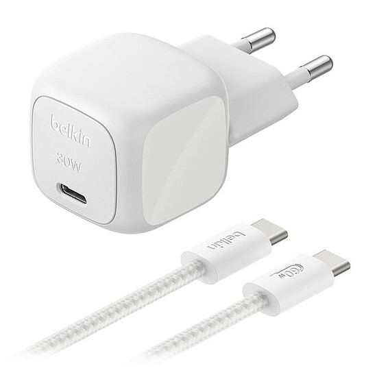 Chargeur Belkin BoostCharge Chargeur Secteur USB-C Compact 30W - Blanc - Autre vue