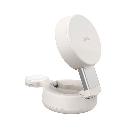 Chargeur Belkin UltraCharge Pro Chargeur 2-en-1 Aimanté et Pliable 25W Qi2 - Beige Clair - Autre vue