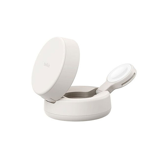 Chargeur Belkin UltraCharge Pro Chargeur 2-en-1 Aimanté et Pliable 25W Qi2 - Beige Clair - Autre vue