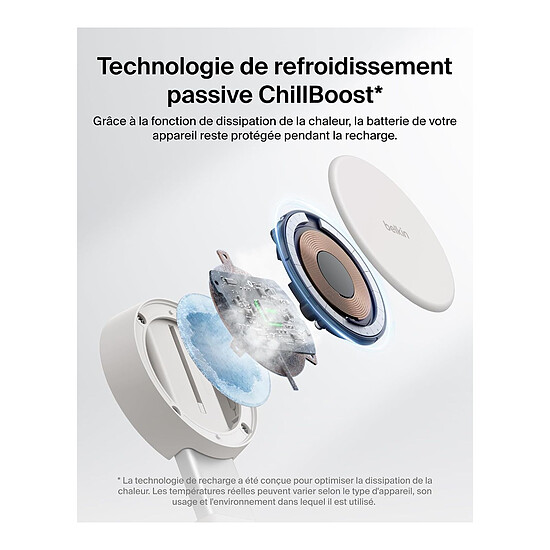 Chargeur Belkin UltraCharge Pro Chargeur 2-en-1 Aimanté et Pliable 25W Qi2 - Beige Clair - Autre vue