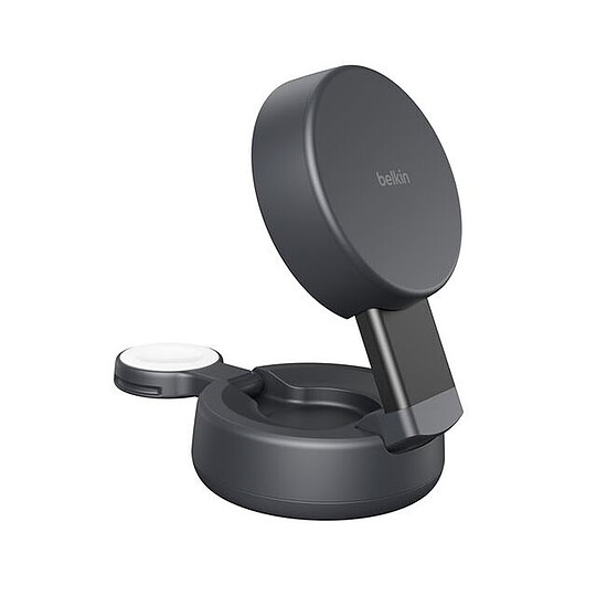 Chargeur Belkin UltraCharge Pro Chargeur 2-en-1 Aimanté et Pliable 25W Qi2 - Gris Foncé - Autre vue
