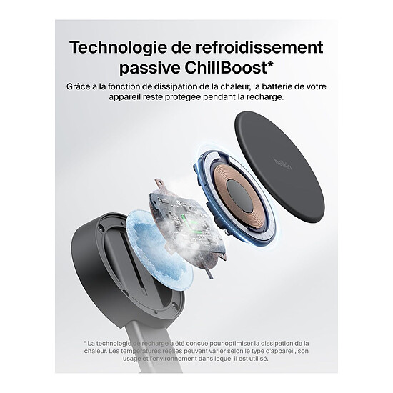 Chargeur Belkin UltraCharge Pro Chargeur 2-en-1 Aimanté et Pliable 25W Qi2 - Gris Foncé - Autre vue