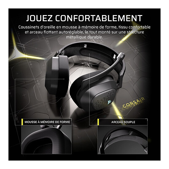 Casque micro Corsair HS80 v2 Max Wireless - Gris acier - Autre vue