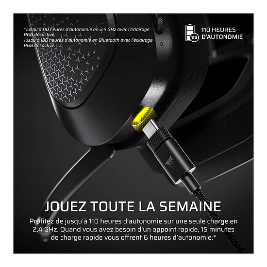 Casque micro Corsair HS80 v2 Max Wireless - Gris acier - Autre vue