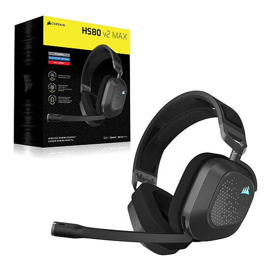 Casque micro Corsair HS80 v2 Max Wireless - Gris acier - Autre vue