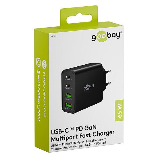 Chargeur Goobay Chargeur rapide multiport USB-C/USB-A 65 W - Noir - Autre vue