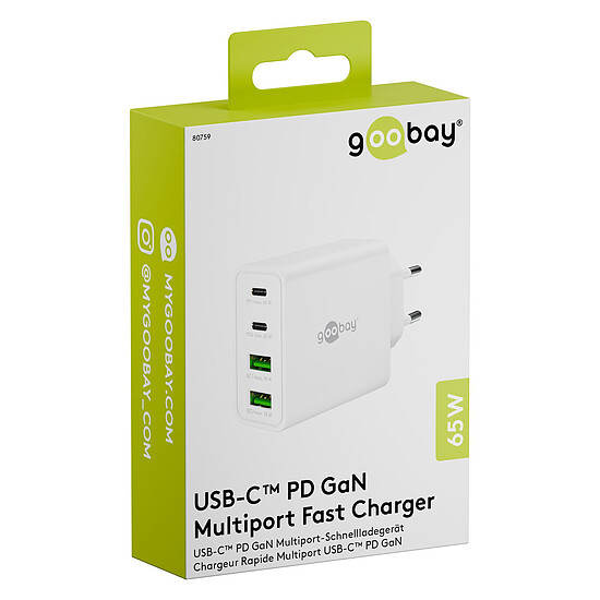 Chargeur Goobay Chargeur rapide multiport USB-C/USB-A 65 W - Blanc - Autre vue