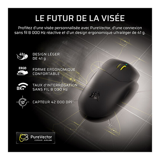 Souris PC Corsair Gaming Sabre V3 Pro PureVector Ultralight Ergo - Autre vue