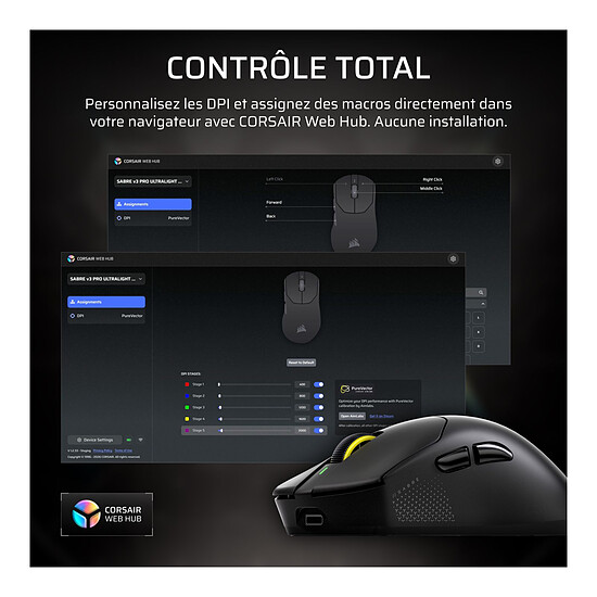 Souris PC Corsair Gaming Sabre V3 Pro PureVector Ultralight Ergo - Autre vue