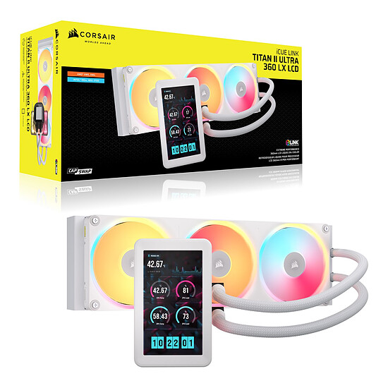 Watercooling AIO Corsair iCUE LINK TITAN II 360 Ultra LX LCD Blanc - Autre vue