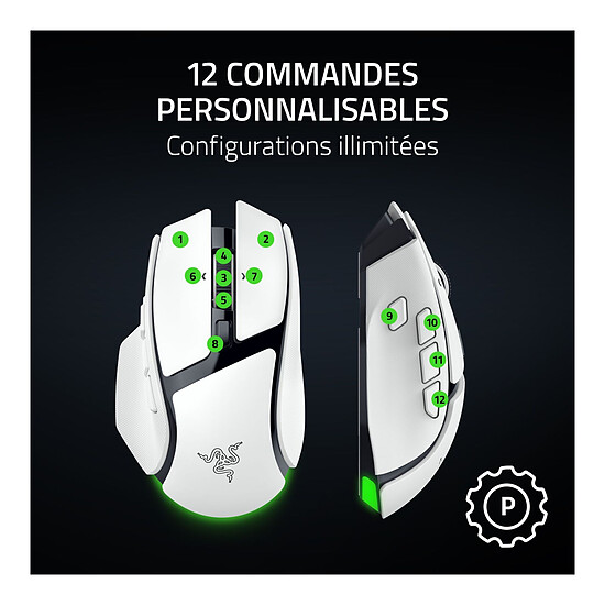 Souris PC Razer Basilisk v4 HyperSpeed Blanc - Autre vue