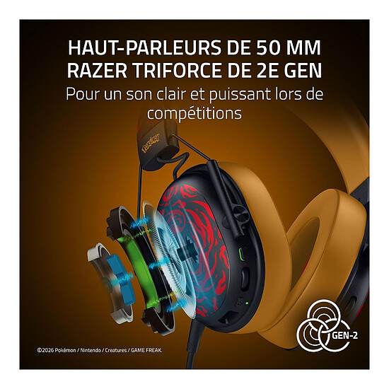 Casque micro Razer Blackshark v3 X HyperSpeed - Pokemon Dracaufeu Edition - Autre vue