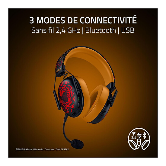 Casque micro Razer Blackshark v3 X HyperSpeed - Pokemon Dracaufeu Edition - Autre vue