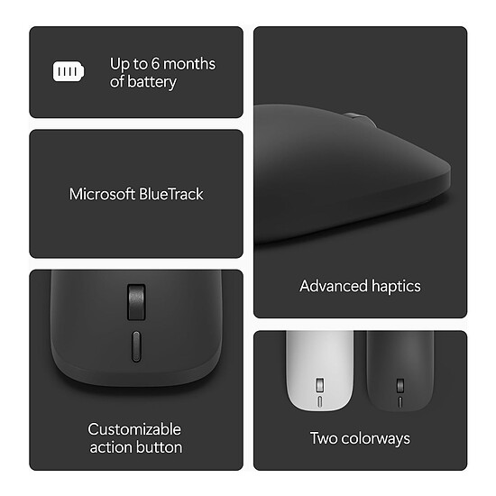 Souris PC Microsoft Surface Mouse - Noir (2e édition) - Autre vue