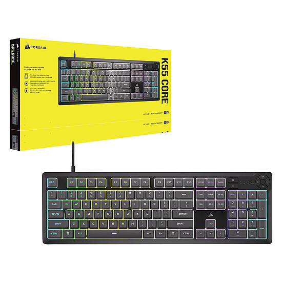 Clavier PC Corsair K55 Core RGB Gris - Autre vue