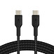 Câble USB-C vers USB-C (noir) - 1 m - Câble à gaine tressée, 1 x USB-C mâle - 1 x USB-C mâle, 1 mètre