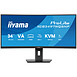 Iiyama ProLite XCB3497WQSNP-B1 - Écran PC 34" incurvé, VA, 21:9, 3440 x 1440 (UWQHD), 0,4 ms, 120 Hz, HDMI/DisplayPort/USB-C