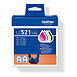 Brother LC521VAL - pack Bk, C, M, Y - Pack de cartouches d'encre, noire, cyan, magenta, jaune, jusqu'à 500 pages 