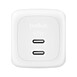 Belkin BoostCharge Pro Chargeur secteur GaN deux ports USB-C - 67W - Blanc - Chargeur secteur GaN deux ports USB-C, 67 W, blanc