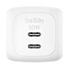 Belkin BoostCharge Pro Chargeur secteur GaN deux ports USB-C - 50W - Blanc - Chargeur secteur GaN deux ports USB-C ,50 W, blanc