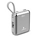 Volkano Solace Series 10 000 mAh avec câbles USB-C et Lightning intégrés - Blanc et Argent - Batterie externe compacte 10 000 mAh avec câbles USB-C et Lightning intégrés