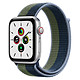 Montre connectée Apple Watch SE Aluminium (Argent - Bracelet Sport Bleu Abysse / Vert Sauvage) - Cellular - 44 mm - Autre vue