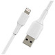 Câble USB Belkin Câble USB-A vers Lightning MFI (blanc) - 3 m - Autre vue