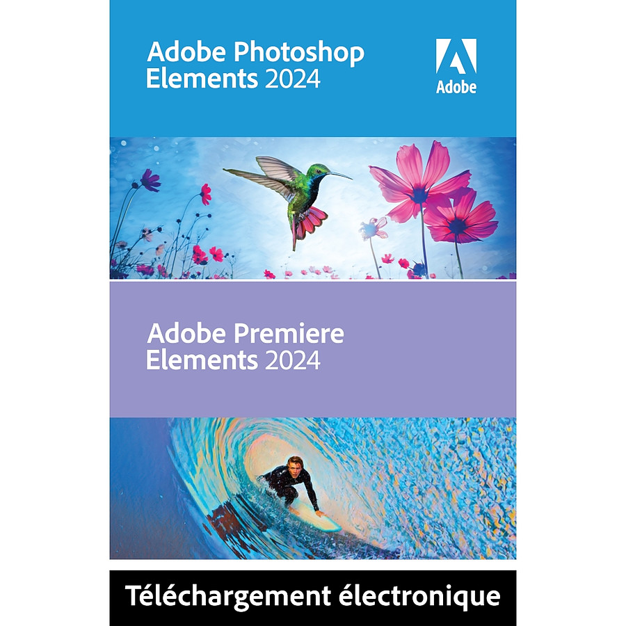 Logiciel image et son Adobe Photoshop Elements & Premiere Elements 2024 - Licence perpétuelle - 2 PC - A télécharger