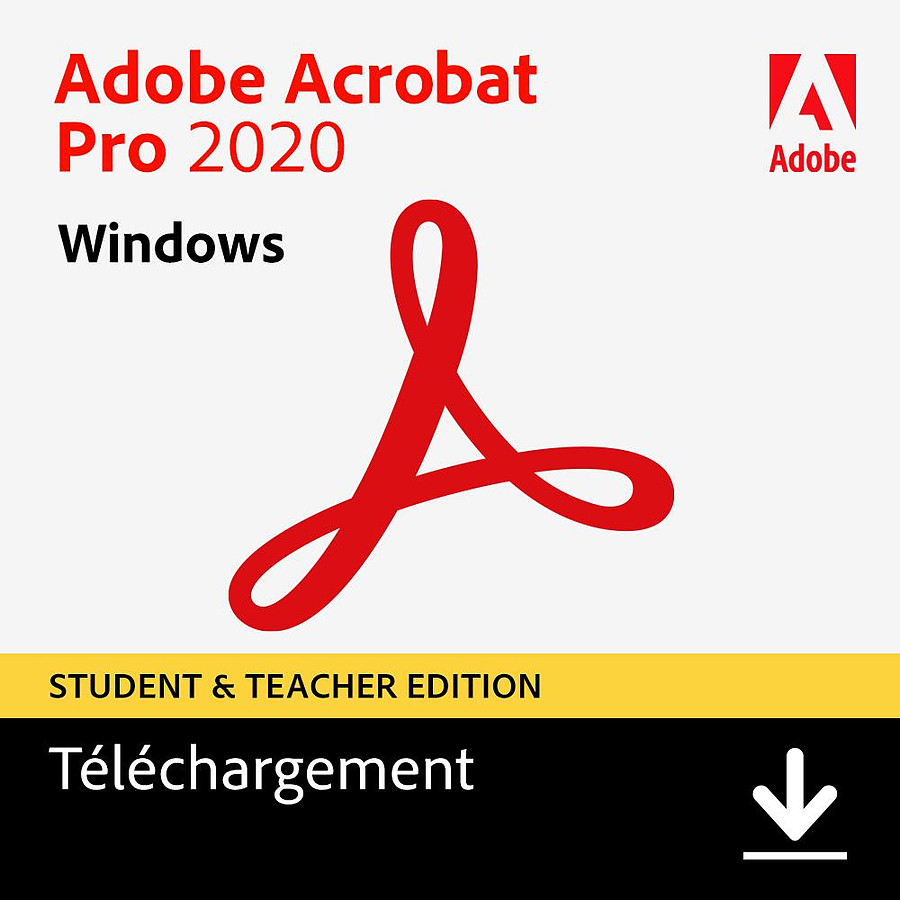 Logiciel bureautique Adobe Acrobat Pro 2020 - EDUCATION - Licence perpétuelle - 2 PC - A télécharger