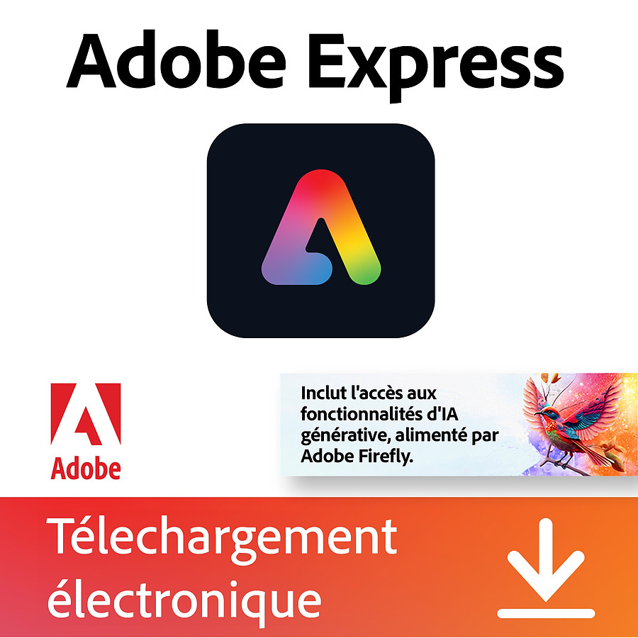 Logiciel image et son Adobe Express Premium - Abonnement 1 an - 1 utilisateur - A télécharger