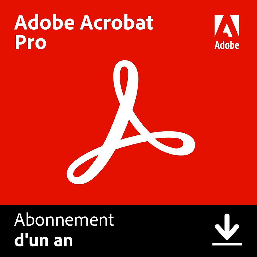 Logiciel bureautique Adobe Acrobat Pro - Abonnement 1 an - 1 utilisateur - A télécharger