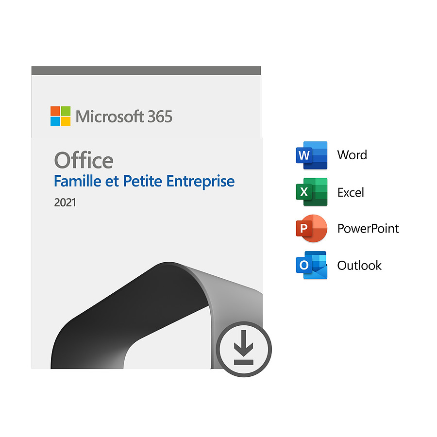 Logiciel bureautique Microsoft Office Famille et Petite Entreprise 2021 - Licence perpétuelle - 1 PC ou Mac - A télécharger