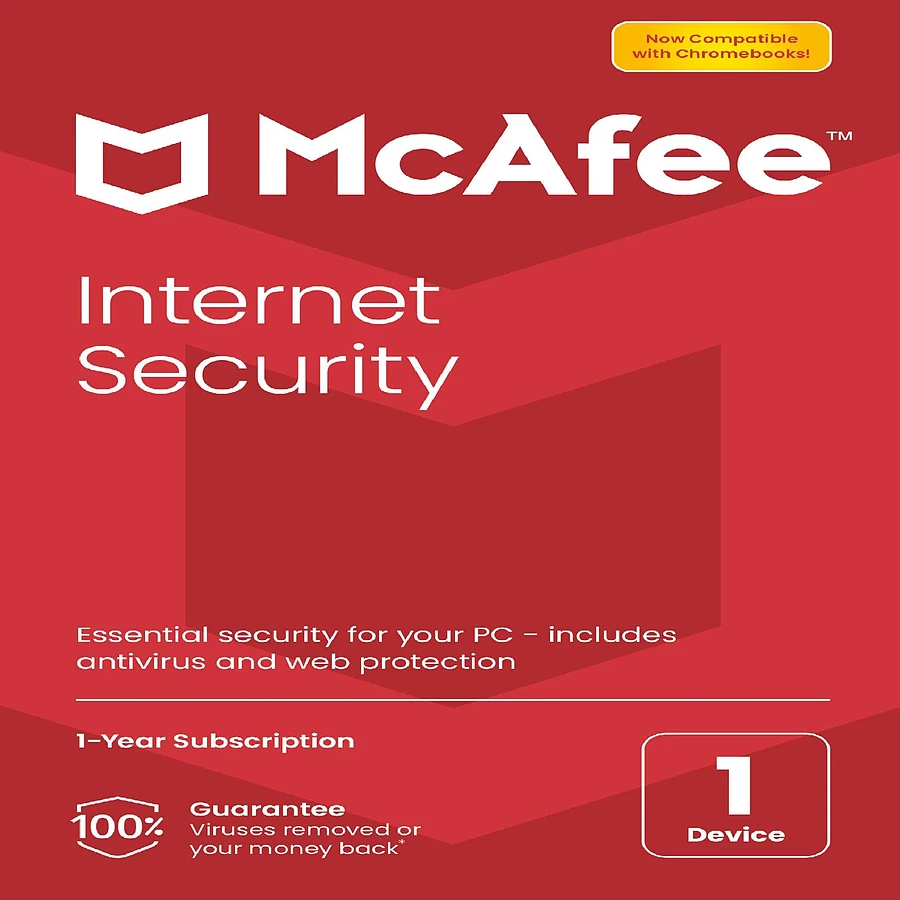 Logiciel antivirus et sécurité McAfee Internet Security - Licence 1 an - 1 poste - A télécharger