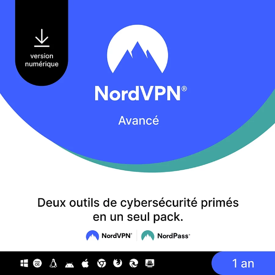 Logiciel antivirus et sécurité NordVPN Avancé - Licence 1 an - 10 appareils - A télécharger