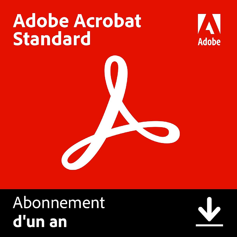 Logiciel bureautique Adobe Acrobat Standard - Abonnement 1 an - 1 utilisateur - A télécharger