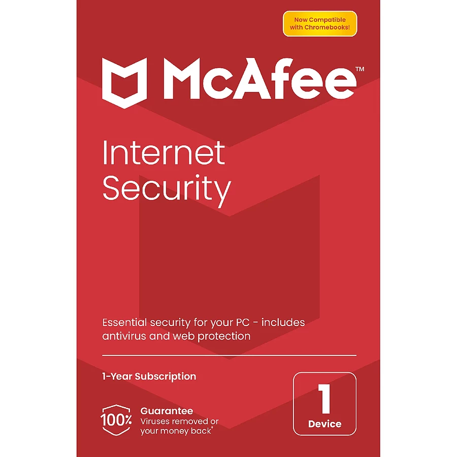 Logiciel antivirus et sécurité McAfee Internet Security - Licence 1 an - 1 poste - A télécharger