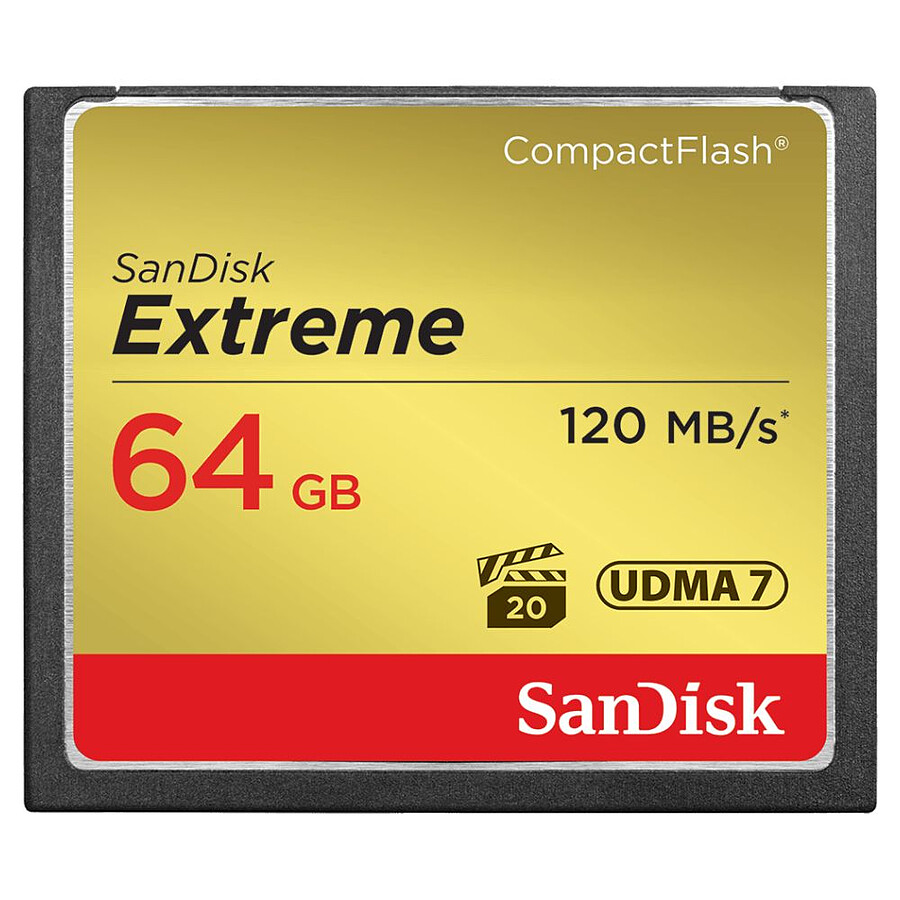 Carte mémoire Sandisk Extreme CompactFlash 64 Go (120 Mo/s)