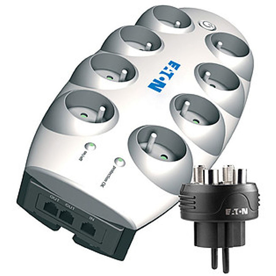 Eaton Multiprise/Parafoudre - Eaton Protection Box 8 Tel@ USB FR - PB8TUF - 8  Prises FR + 1 Prise téléphonique + 2 Ports USB & Multiprise/Parafoudre -  Eaton Protection Strip 4 FR - 4 Prises FR - Noir : : Bricolage