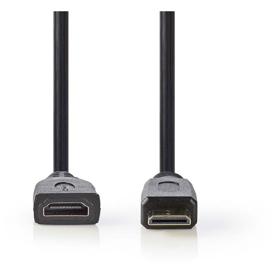 Câble HDMI NEDIS Câble Mini HDMI mâle / HDMI femelle haute vitesse avec Ethernet Noir (20 cm)