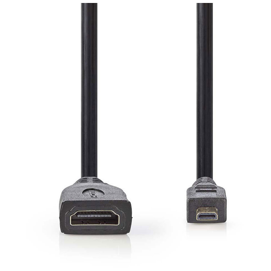 Câble HDMI NEDIS Câble Micro HDMI mâle / HDMI femelle haute vitesse avec Ethernet Noir (20 cm)