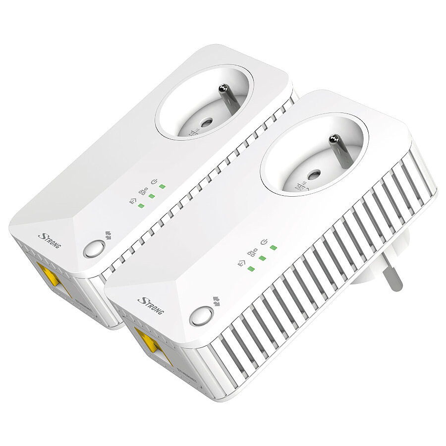 Blanc Débit jusquà 300 Mbit/s 1 powerline avec prise gigogne Pack de 2 adaptateurs: 1 powerline Wi-Fi STRONG Kit CPL Wi-Fi 500
