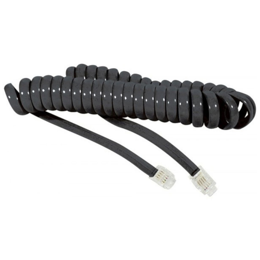 Câble RJ11 Câble RJ9 à spirale mâle/mâle (2 mètres) - (coloris noir)