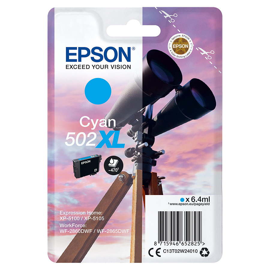 Cartouche d'encre Epson Cyan 502XL 